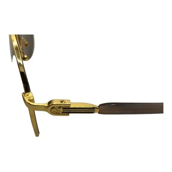 Gucci 59 MM Slim Metallic Frames Contrast Temples Classic Aviator Sunglasses - Picture 7 of 8